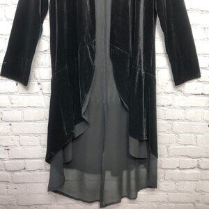 Black Velvet Tiered Sheer Witchy Whimsigoth Goth Grunge Long Train Cardigan Sz S